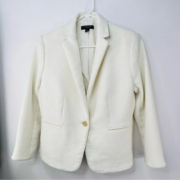 Ann Taylor The Newbury Blazer Jacket Women Sz 8 Petite Cream Neutral Classy NWOT - Picture 5 of 13
